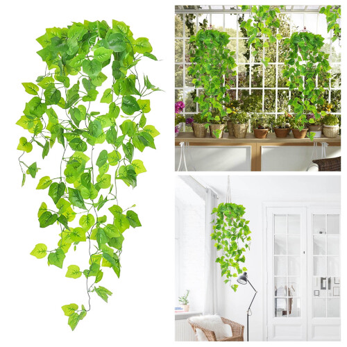 Pianta artificiale da appendere, 100 cm, per interni ed esterni, da appendere a una parete.