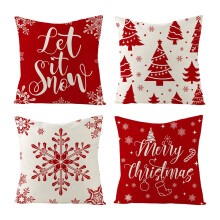 Conjunto de 4 capas de almofada em algodão branco com estampa de floco de neve (17,7 cm).