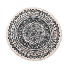 Bohemian round cotton rug with fringe 48x48 inches