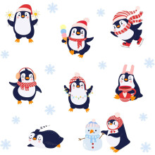 Autocollants muraux Pingouin et Flocon de Neige, à décoller et à coller, lot de 10
