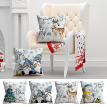 Kerstkussenhoes met rode sneeuwvlokkenprint