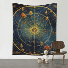 Tapeçaria de parede Planisfério 60x51 polegadas preta