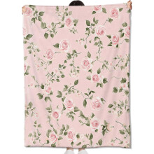 Manta de flanela com rosas cor-de-rosa, 127 x 102 cm (50 x 40 polegadas)