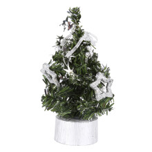Mini Christmas Tree with Clear LED Lights, 15 cm, Silver