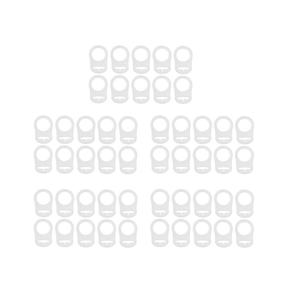 50 Pcs Button Silicone Ring Mam Pacifier Holder Mannequin Clip Adapter Transparent