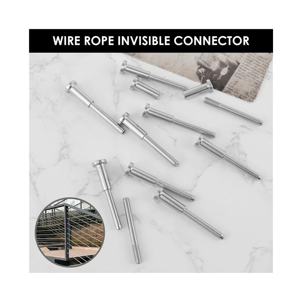 30Pcs Invisible Cable Railing Kit, Swage Stud End For Cable Railing, Swage Tensioner Cable Railing System For Wood 6033977931378