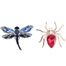 Fashion Alloy Spider Crystal Brooch with Fashion Vintage Dragonfly Brooches for Women Large Insect Brooch