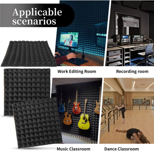 12 Pacotes de PainéIs de Espuma à Prova de Som Autoadesivos 2X12X12 Polegadas PainéIs AcúSticos com Espuma AcúStica de Alta Densidade, Design de 2