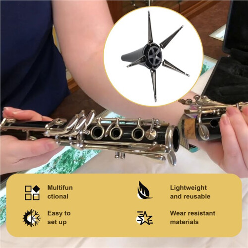 Portable Clarinet Stand Holder Foldable Support Metal 5-Leg Stand Wind Instrument Accessory 2