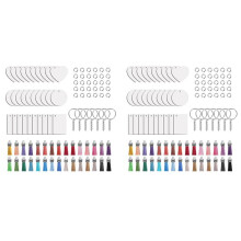 60X Sublimation Key Ring Blanks Set med Heat Transfer  Blank 3 Former Tofsar Hänge Jump Rings Nyckelring med Kedja