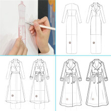 3X Fashion Illustration Rulers Sketching Templates Ruler Sewing Humanoid Patterns Design Clothing Measuring,Combination