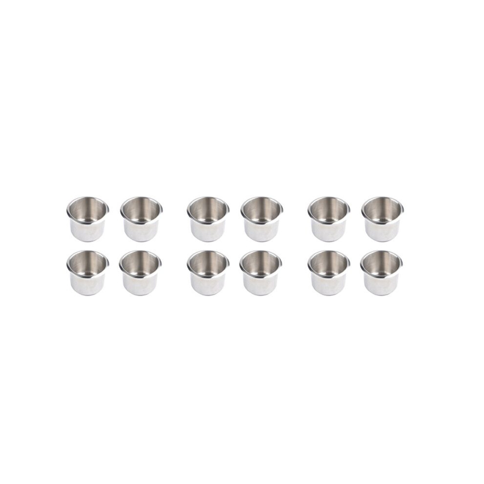 12Pcs Universal Marine Boat Cup Holder 68X55mm Stainless Steel Drop in Drink Cup Holder for Poker Table Couch