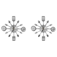 2X Grandes Horloges Murales de Cuisine avec Cuillères et Fourchettes, Grand Décor pour la Maison et Beaux Cadeaux, Horloge Murale Creativ Vaisselle