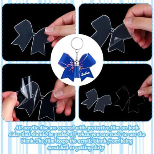 40Pcs Bow Keychains Acrylic Bow Keychains with Tassels for DIY Keychains Handmade Projects Cheer Accessories 2