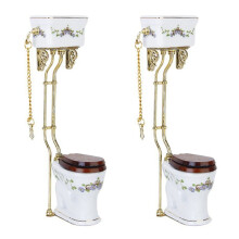 2X Vintage Viktoriansk Stil Badrum Porslin Toalett Dockhus Miniatyr Vit + Guld
