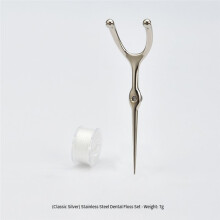 Stainless Steel Floss Pick, 50M Dental Floss Included, Portable Toothpick Set for Travel and Home Use A