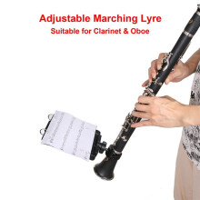 Clarinet Lyre, Adjustable Marching Band Lyre Music Holder for Clarinet with Flip Folder, Includes 5 Refill Sleeves