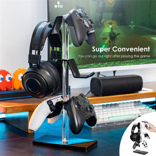 Controller Holder Headset Stand 3 Tier,Adjustable Acrylic Gaming Controller Stand for Universal Headsets and Controllers 1