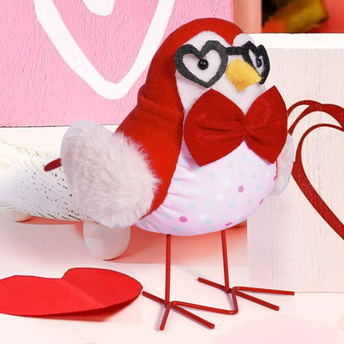 Valentine's Day red bird figurines couple set 1