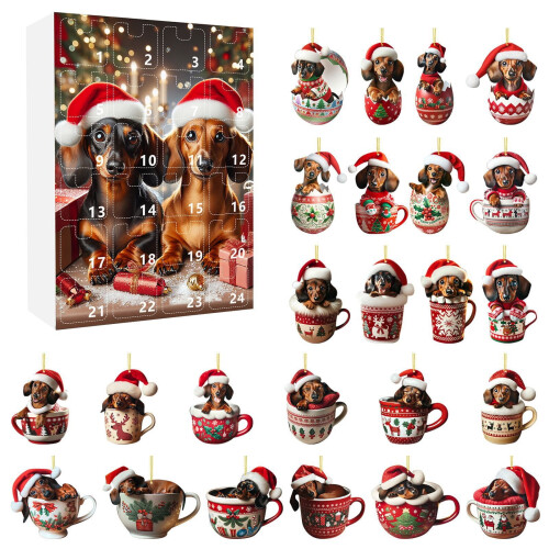Teckel adventskalender 24 dagen kerstdecoratie 1