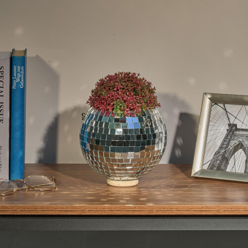 Disco Ball Hanging Plant Pot - Mirrored Light Effects 2