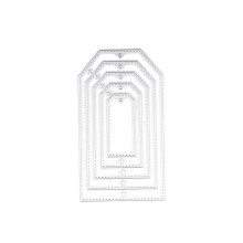 5X Taglio Muore Di Geometria In Acciaio Al Carbonio Stencil Scrapbooking Goffratura Decorazione Carta Diy Argento Rettangolare A Forma Di Tag