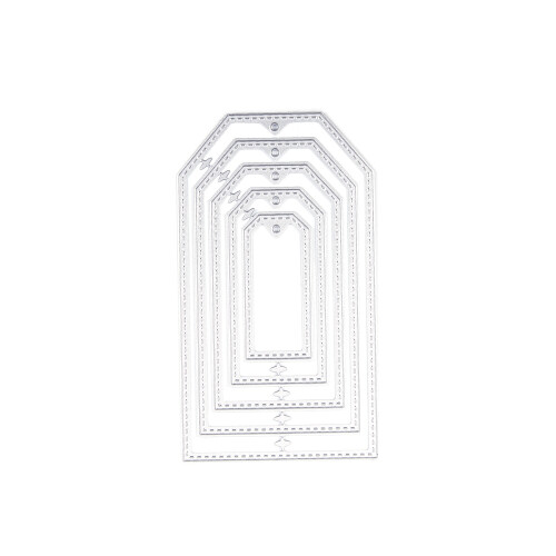 5x Carbon steel Geometry Cutting Dies Stencil Scrapbooking Embossing DIY Card Decor Silver Rectangular-tag-shaped