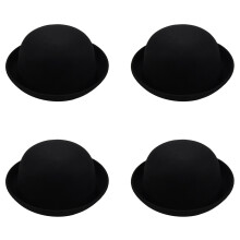 4 Pièce Melon Chapeau Melon Chapeau Chapeau Melon Chapeau Melon Chapeau Feutre Chapeau Chapelet Chapeau Chapeau D'équitation (Noir)