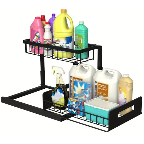 UnderSink Organizer,Pull Out Cabinet Organizer, UnderSink Storage, Cabinet Storage Shelve for Kitchen Bathroom Cabinet