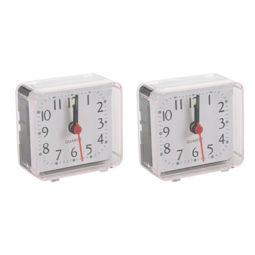 2Pcs Portable Cute  Cartoon Multi-Function Table Clocks（White）