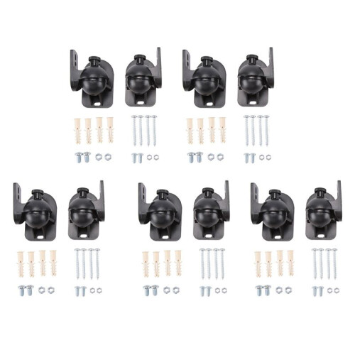 Universal Rotatable Speaker Wall Mount Stand Bracket 5 Pair Black
