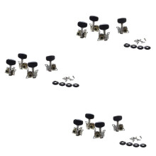 12Pcs Ukulele Guitare et Petit 12 Cordes de Guitare Accordage Pinces Mecaniques 6R et 6L, Vis de Montage Incluses--Argent et Noir