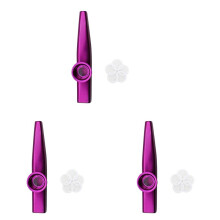 3X Kazoo Flute en Alliage D'Aluminium Metal avec 15 Pieces Cadeaux Flute Diaphragme pour Enfants Amateurs de Musique-Violet
