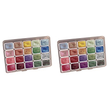 2X Ensemble de Peinture Aquarelle 20 Couleurs, Ensemble de Peinture Aquarelle Métallique, BoîTe de Peinture Solide Aquarelle Pailletée, (1ML-A)