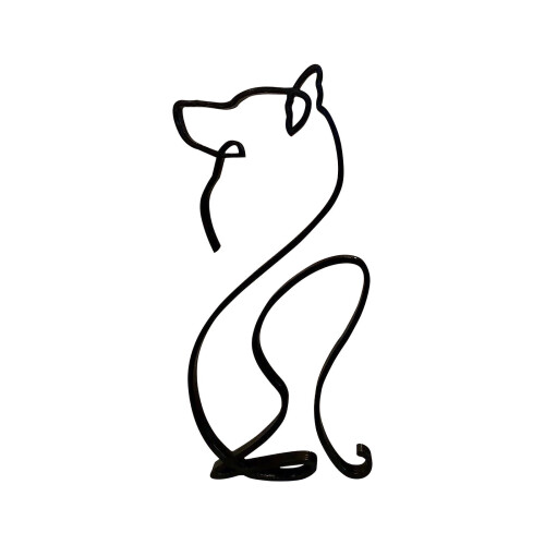 Minimalistická kovová socha psa