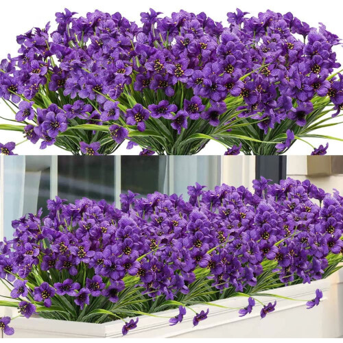 20-Piece UV-Resistant Artificial Violet Flowers, Blue