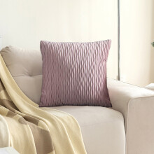 Gestreepte fluwelen kussenhoes 45x45cm roze
