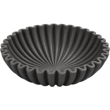 Tigela decorativa moderna feita à mão em pedra artificial bege.