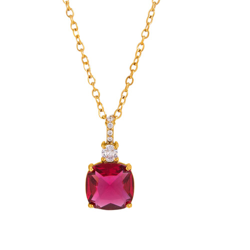 Sophisticated Square Crystal Necklace Polished-DN0312228RD
