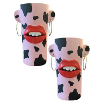 Conjunto de Vasos em Formato de Lábios de Cerâmica Rosa – Vasinhos Minimalistas para Flores