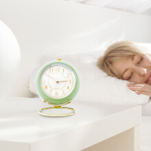 Small Gold Vintage Desk Alarm Clock for Bedroom Office