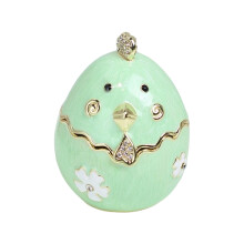 Enamel Zodiacs Jewelry Box With 12 Chinese Animal-Chicken green