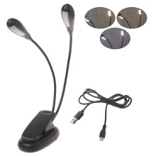 LED-Schreibtischlampe mit zwei Armen und Klemme, 14 LEDs, verstellbare Lesefunktion
