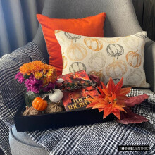 Oranje geweven jacquard lendenkussenhoes 12"x26"