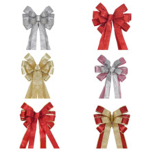 6 Christmas Tree Topper Bows – Silver, Red, Gold, Pink