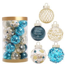 Christmas Tree Ball Ornaments Set Blue Gold 25 Pieces