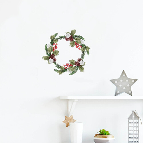 Gnobogi Weihnachtskranz-Wandaufkleber, Weihnachtsmann-Design