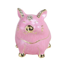 Enamel Alloy Jewellery Box With Chinese Zodiacs Animal-P pink