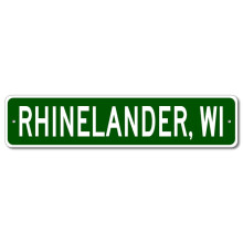 Rhinelander Wisconsin fém városhatár-jelző tábla 4x16 hüvelyk