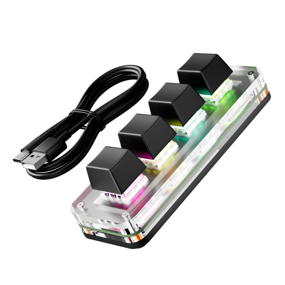 Customizable 4 Key Macro Pad Programmable Keyboards Copy- Black 7627001426788